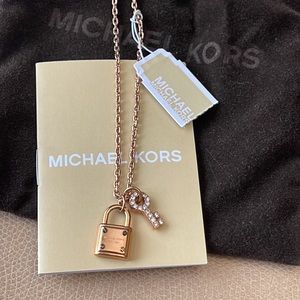 MICHAEL KORS Authentic Dainty Necklace with Small Lock & Key